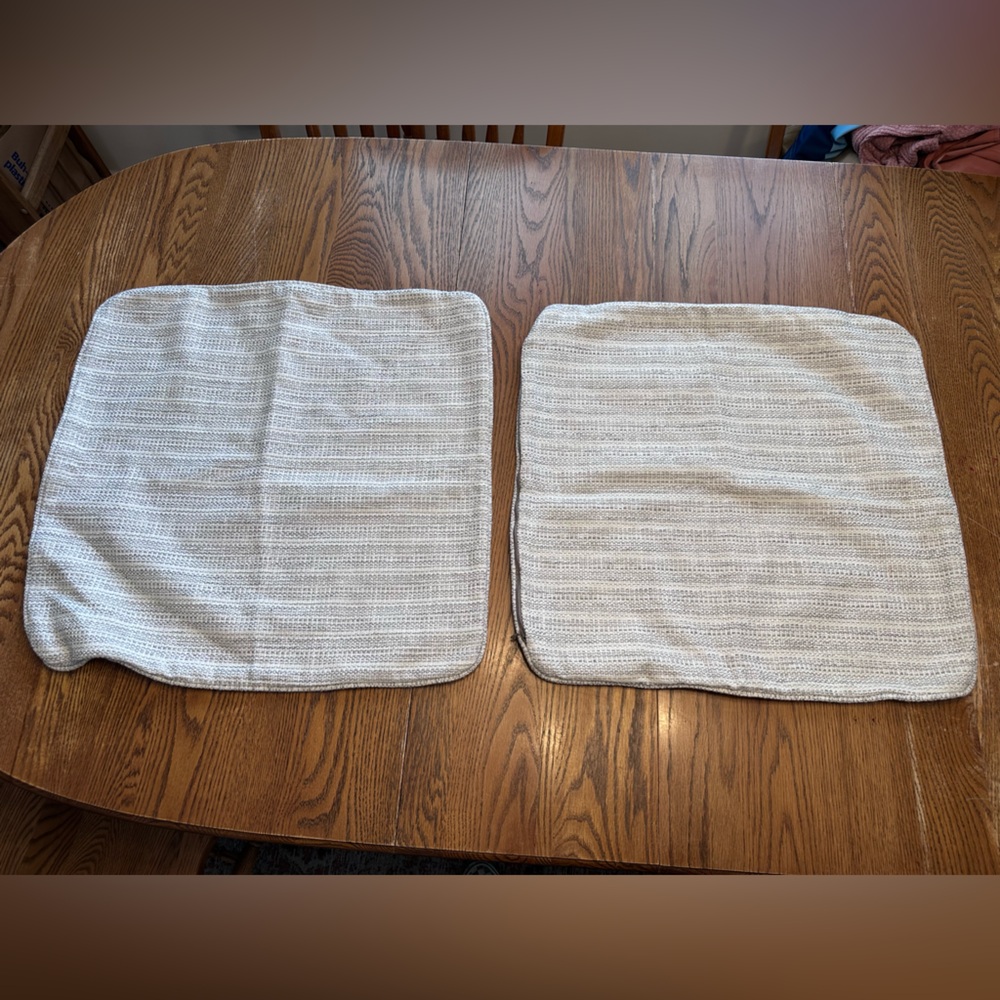 Neutral Woven Chenille Pillow Covers Set of 2 Beige Textured 23x23